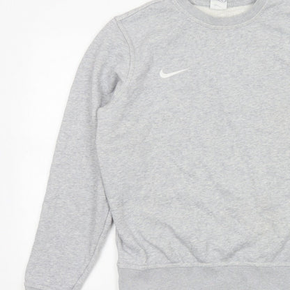 Nike Women Grey M Pullover Sweatshirt Crew Neck Logo Fleece