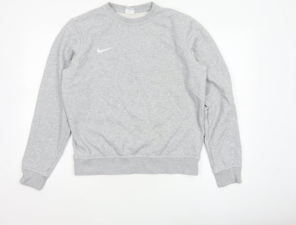 Nike Women Grey M Pullover Sweatshirt Crew Neck Logo Fleece