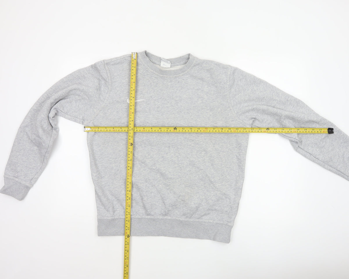 Nike Women Grey M Pullover Sweatshirt Crew Neck Logo Fleece