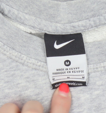 Nike Women Grey M Pullover Sweatshirt Crew Neck Logo Fleece