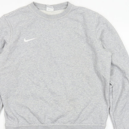 Nike Women Grey M Pullover Sweatshirt Crew Neck Logo Fleece