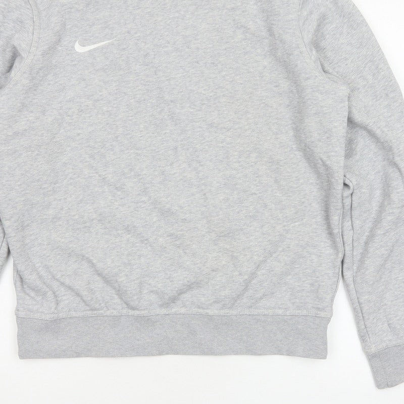 Nike Women Grey M Pullover Sweatshirt Crew Neck Logo Fleece