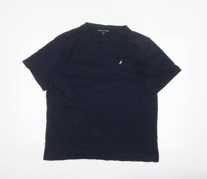 Nautica Men’s Blue XL Cotton Crew Neck Nautical Logo T-Shirt