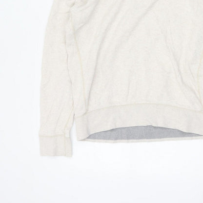 Fat Face Men’s Beige M Hooded Henley Button Pullover Cotton Hoodie