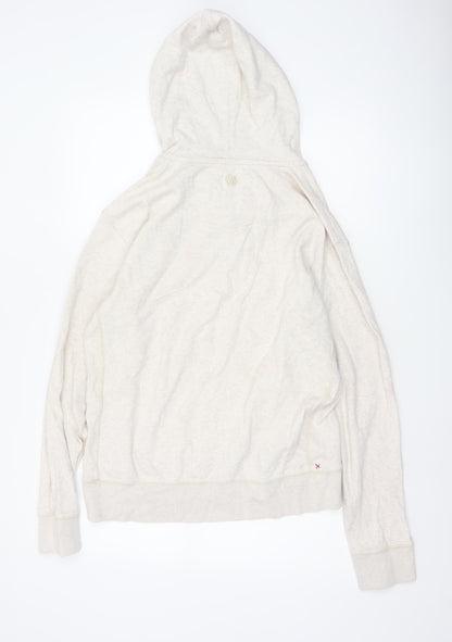 Fat Face Men’s Beige M Hooded Henley Button Pullover Cotton Hoodie