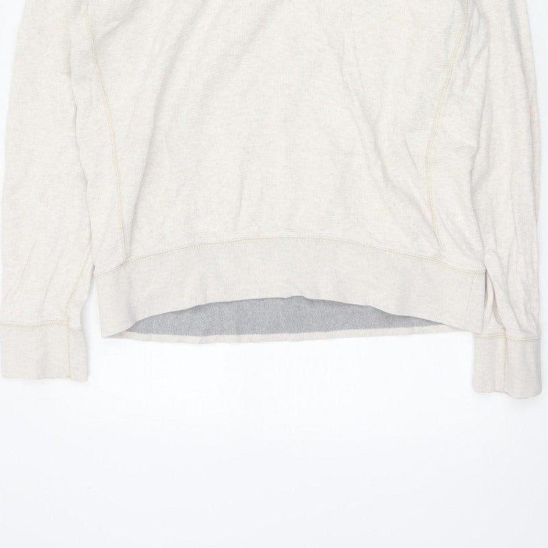 Fat Face Men’s Beige M Hooded Henley Button Pullover Cotton Hoodie