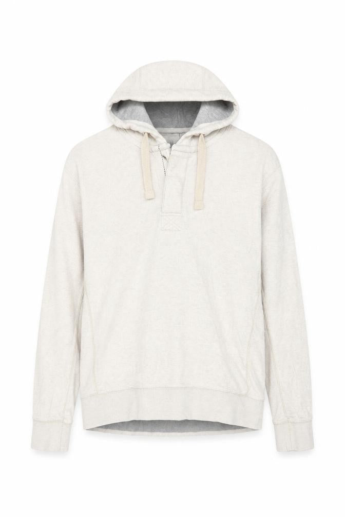 Fat Face Men’s Beige M Hooded Henley Button Pullover Cotton Hoodie
