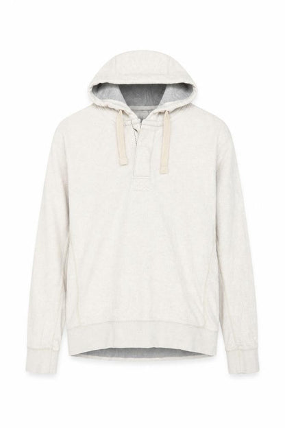 Fat Face Men’s Beige M Hooded Henley Button Pullover Cotton Hoodie