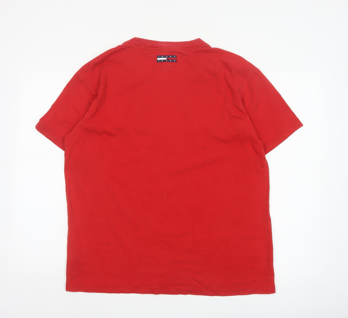 Tommy Jeans Men’s Red L Cotton Colourblock Stripe Crew Neck T-Shirt