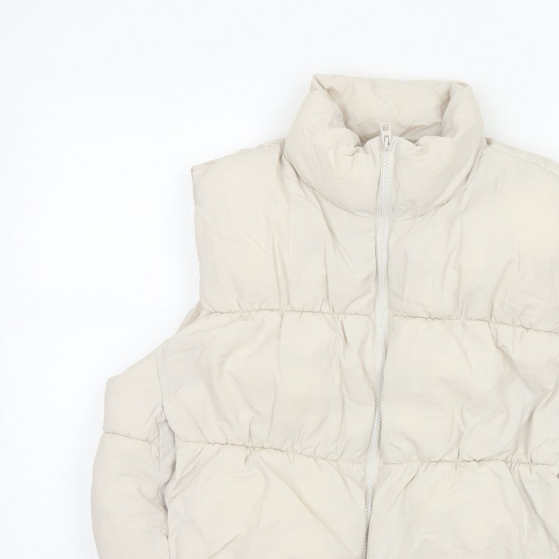 H&M Divided Women Ivory UK 16 Sleeveless Puffer Jacket Bodywarmer