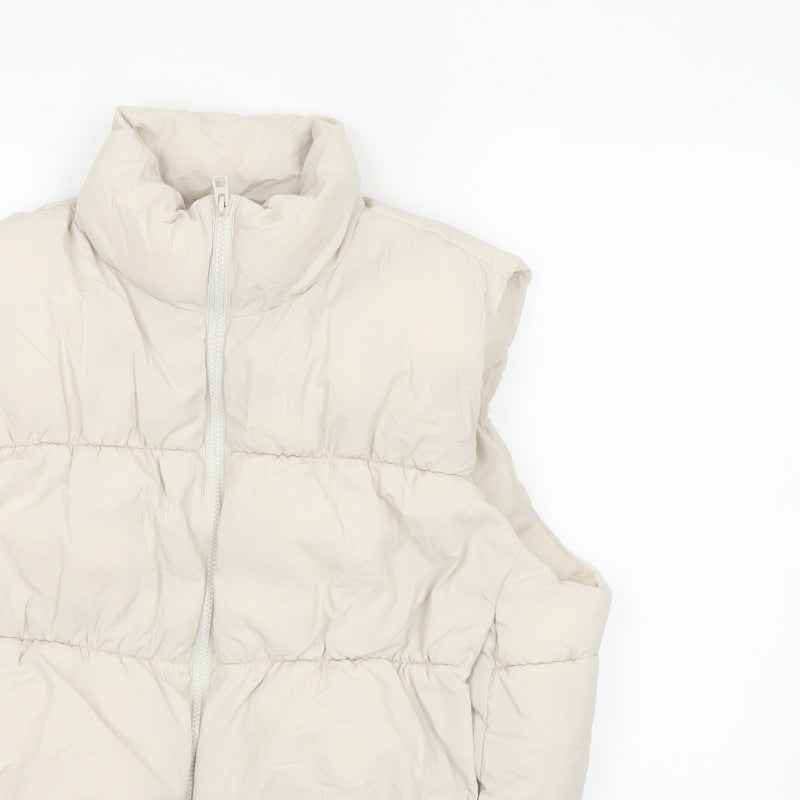 H&M Divided Women Ivory UK 16 Sleeveless Puffer Jacket Bodywarmer