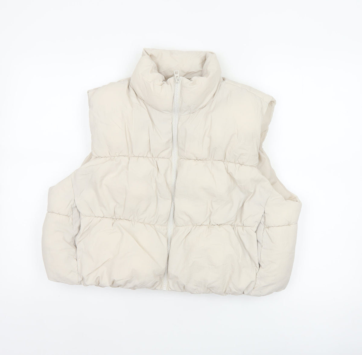 H&M Divided Women Ivory UK 16 Sleeveless Puffer Jacket Bodywarmer