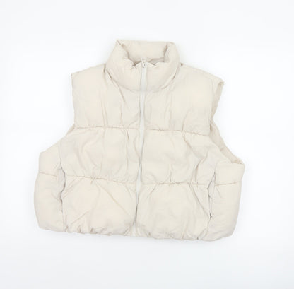 H&M Divided Women Ivory UK 16 Sleeveless Puffer Jacket Bodywarmer