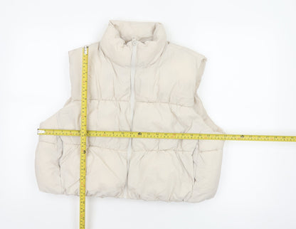 H&M Divided Women Ivory UK 16 Sleeveless Puffer Jacket Bodywarmer