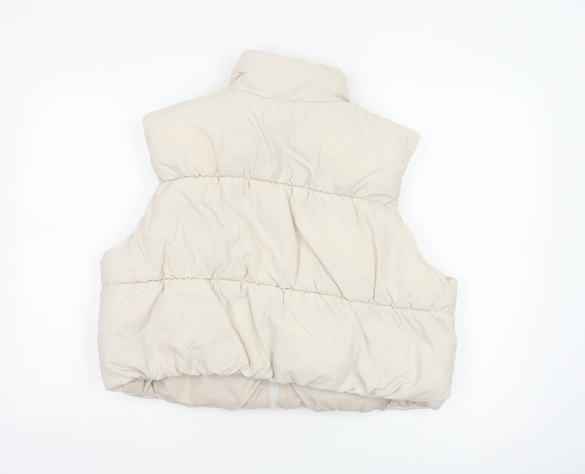 H&M Divided Women Ivory UK 16 Sleeveless Puffer Jacket Bodywarmer
