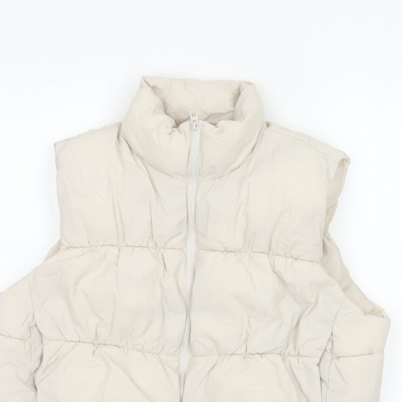 H&M Divided Women Ivory UK 16 Sleeveless Puffer Jacket Bodywarmer