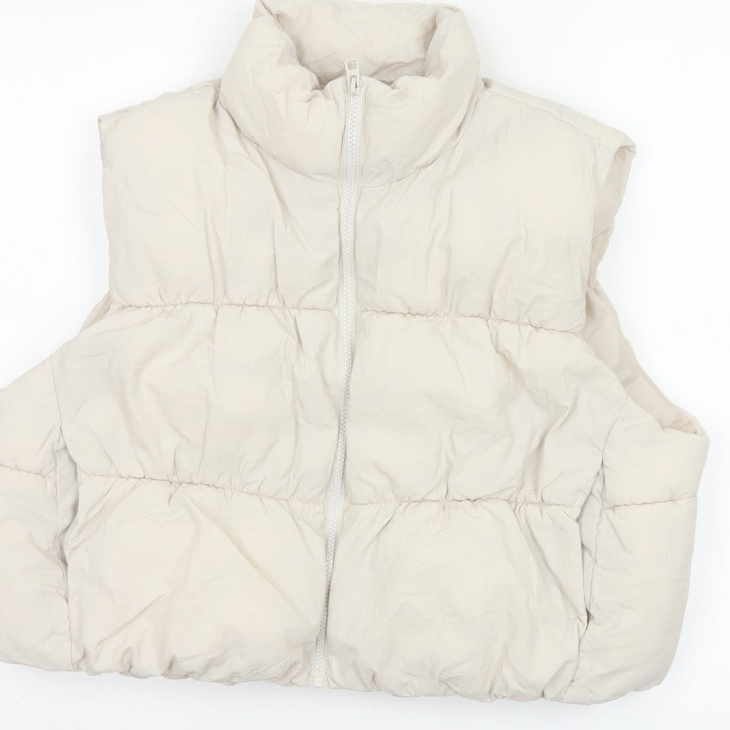 H&M Divided Women Ivory UK 16 Sleeveless Puffer Jacket Bodywarmer
