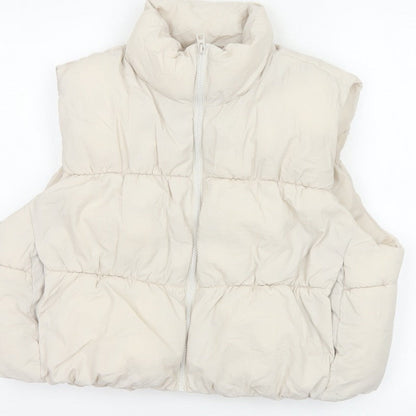 H&M Divided Women Ivory UK 16 Sleeveless Puffer Jacket Bodywarmer