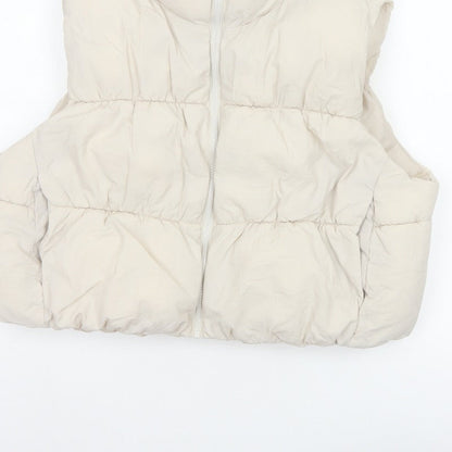 H&M Divided Women Ivory UK 16 Sleeveless Puffer Jacket Bodywarmer