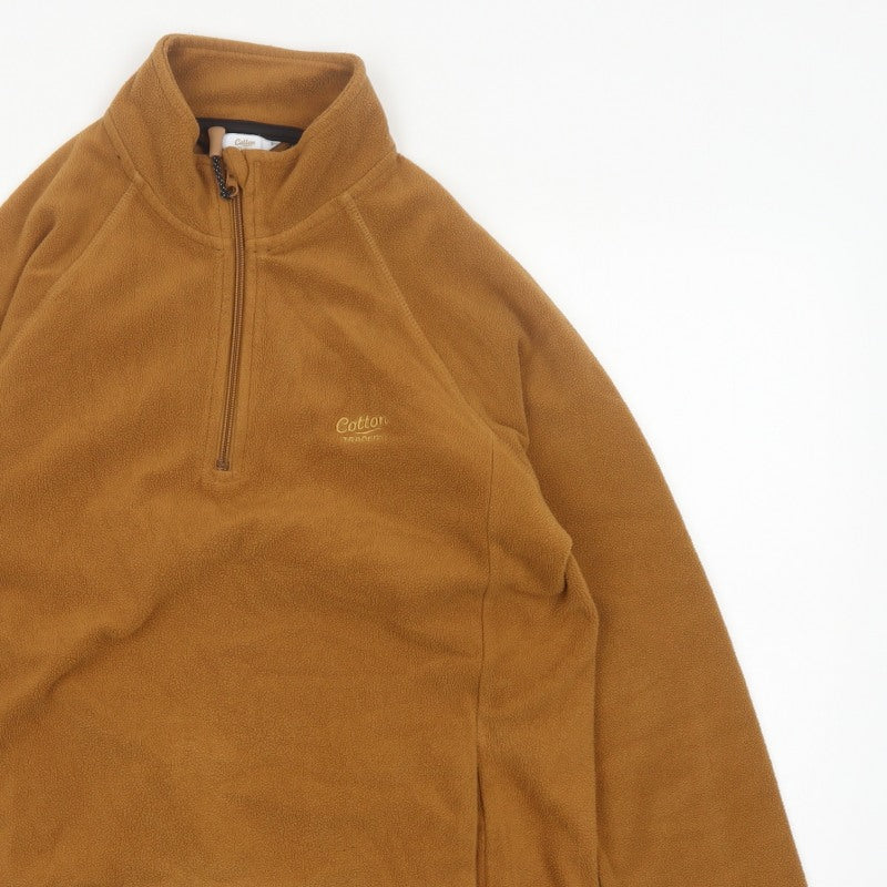 Cotton Traders Men's Brown S 1/4 Zip Fleece Pullover Sweatshirt