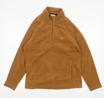 Cotton Traders Men's Brown S 1/4 Zip Fleece Pullover Sweatshirt
