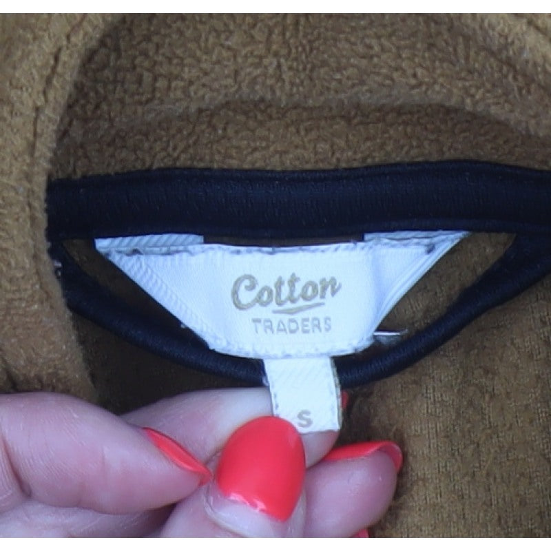 Cotton Traders Men's Brown S 1/4 Zip Fleece Pullover Sweatshirt
