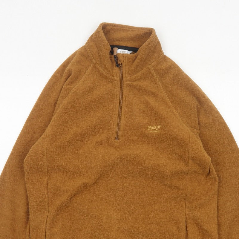Cotton Traders Men's Brown S 1/4 Zip Fleece Pullover Sweatshirt
