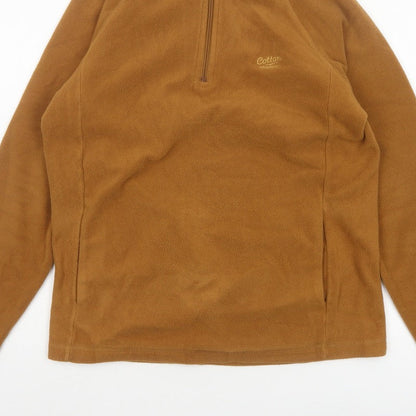 Cotton Traders Men's Brown S 1/4 Zip Fleece Pullover Sweatshirt