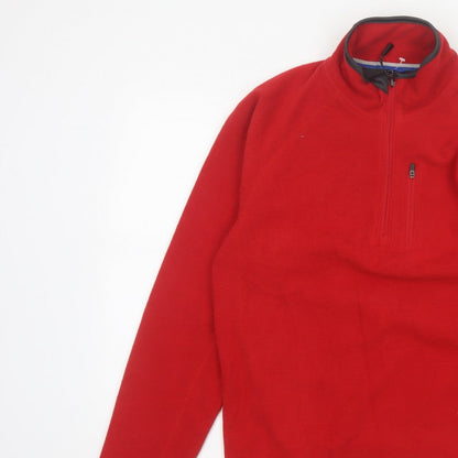 Marks & Spencer Men's Red Small 1/4 Zip Fleece Sweatshirt High Neck