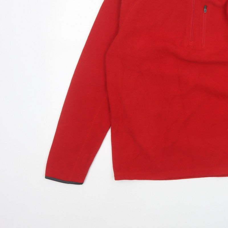 Marks & Spencer Men's Red Small 1/4 Zip Fleece Sweatshirt High Neck