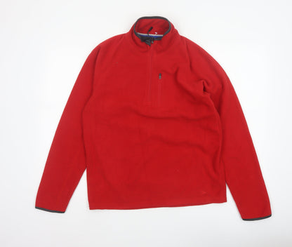 Marks & Spencer Men's Red Small 1/4 Zip Fleece Sweatshirt High Neck