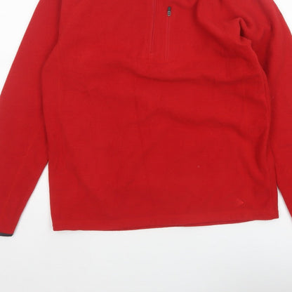 Marks & Spencer Men's Red Small 1/4 Zip Fleece Sweatshirt High Neck