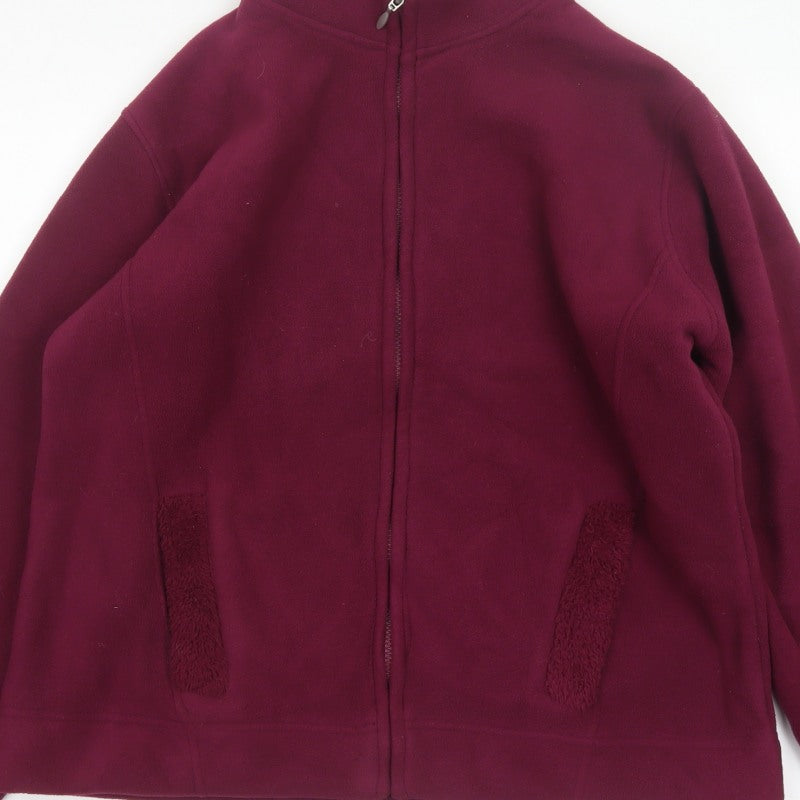 ISLE Women’s Burgundy Fleece Jacket UK 14 Full Zip Lined