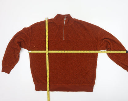 New Look Women’s Orange Teddy Fleece Quarter Zip Pullover Sweatshirt UK 10