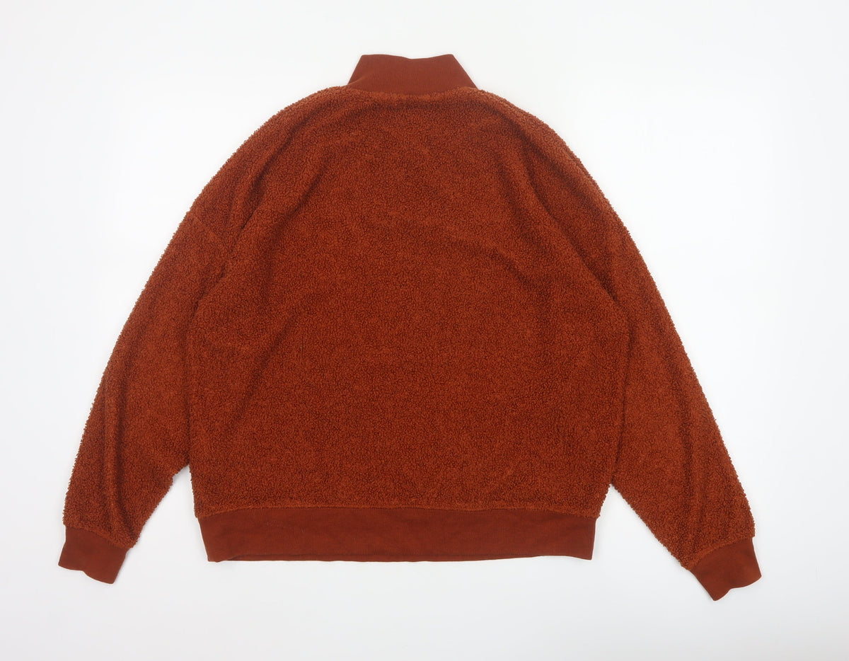 New Look Women’s Orange Teddy Fleece Quarter Zip Pullover Sweatshirt UK 10