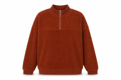 New Look Women’s Orange Teddy Fleece Quarter Zip Pullover Sweatshirt UK 10