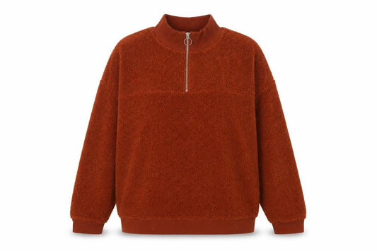 New Look Women’s Orange Teddy Fleece Quarter Zip Pullover Sweatshirt UK 10