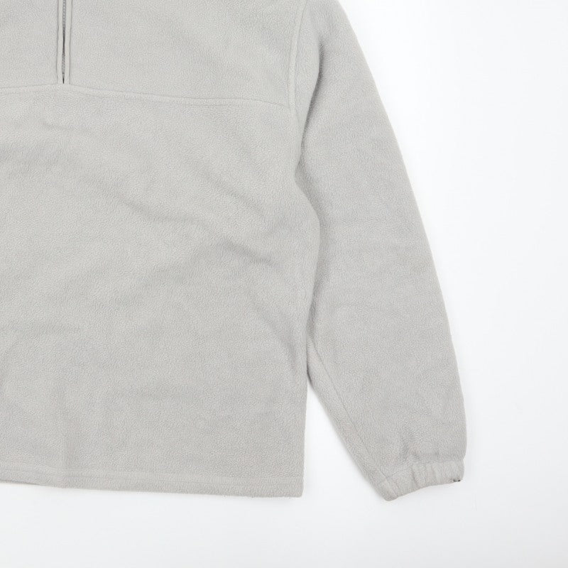 ASOS Design Men Grey M Fleece 1/4 Zip High Neck Pullover Sweatshirt