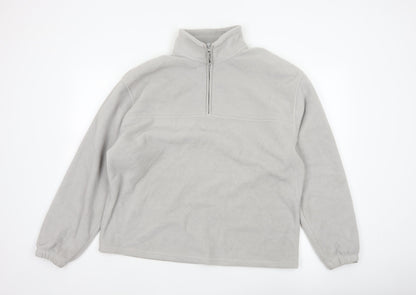 ASOS Design Men Grey M Fleece 1/4 Zip High Neck Pullover Sweatshirt