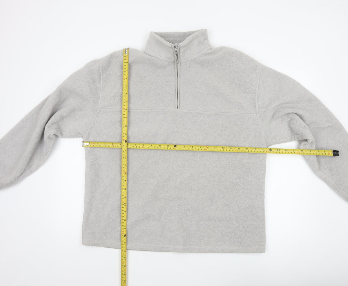 ASOS Design Men Grey M Fleece 1/4 Zip High Neck Pullover Sweatshirt