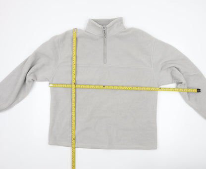 ASOS Design Men Grey M Fleece 1/4 Zip High Neck Pullover Sweatshirt
