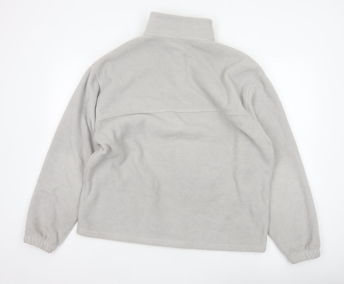 ASOS Design Men Grey M Fleece 1/4 Zip High Neck Pullover Sweatshirt