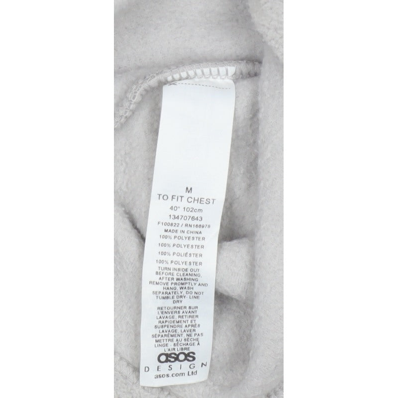ASOS Design Men Grey M Fleece 1/4 Zip High Neck Pullover Sweatshirt