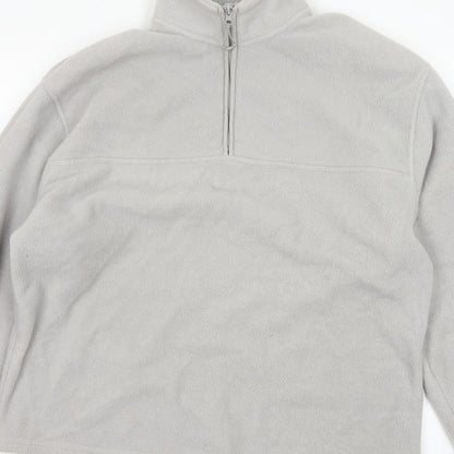 ASOS Design Men Grey M Fleece 1/4 Zip High Neck Pullover Sweatshirt