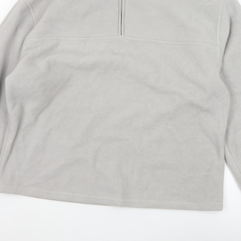 ASOS Design Men Grey M Fleece 1/4 Zip High Neck Pullover Sweatshirt