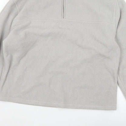 ASOS Design Men Grey M Fleece 1/4 Zip High Neck Pullover Sweatshirt