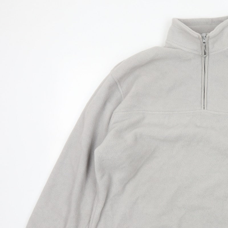 ASOS Design Men Grey M Fleece 1/4 Zip High Neck Pullover Sweatshirt