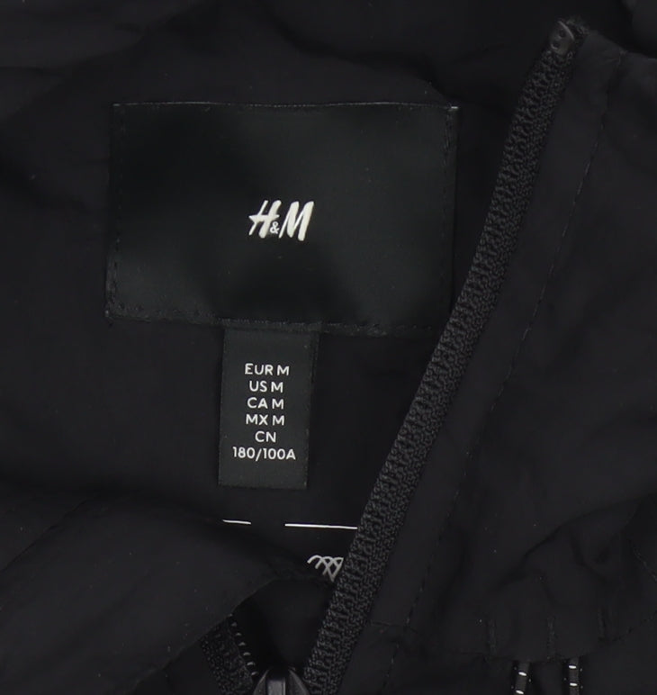 H&M Men’s Black M Hooded Padded Full Zip Puffer Jacket Winter
