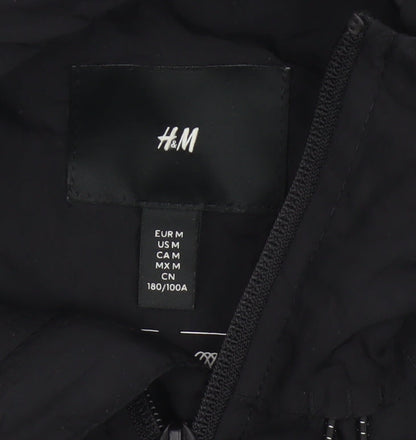 H&M Men’s Black M Hooded Padded Full Zip Puffer Jacket Winter