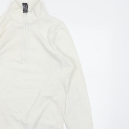 Gap Women Ivory M Stretch Fleece 1/4 Zip High Neck Sweatshirt